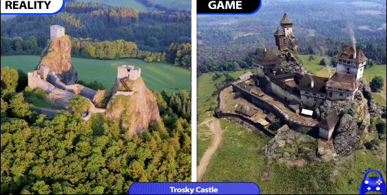 Prima volta nella storia videoludica di un esempio di accurata ricostruzione digitale. Castello di Trosky ricreato tramite lo studio di miniature e di ritrovamenti archeologici e toponomastici risalenti al XV e XVI secolo.