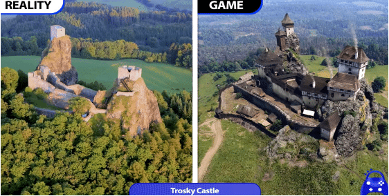 Prima volta nella storia videoludica di un esempio di accurata ricostruzione digitale. Castello di Trosky ricreato tramite lo studio di miniature e di ritrovamenti archeologici e toponomastici risalenti al XV e XVI secolo.