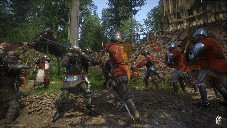Scatto ripreso dal gioco di una scena di combattimento. Si possono notare i diversi armamenti e colori, in quella che poteva essere una scena di mischia, in questo caso fra soldati di linea e disertori (senza colori).