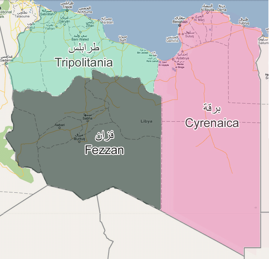 La suddivisione della Libia.