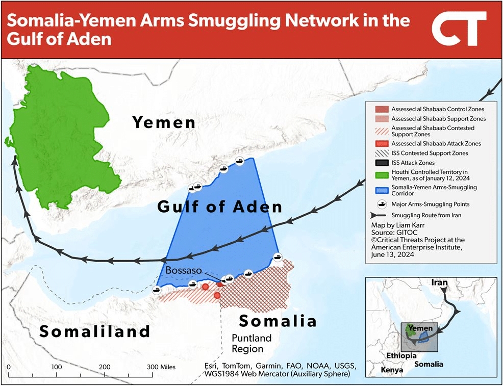 Mappa delle relazioni tra Al-Shabaab e Houthi.