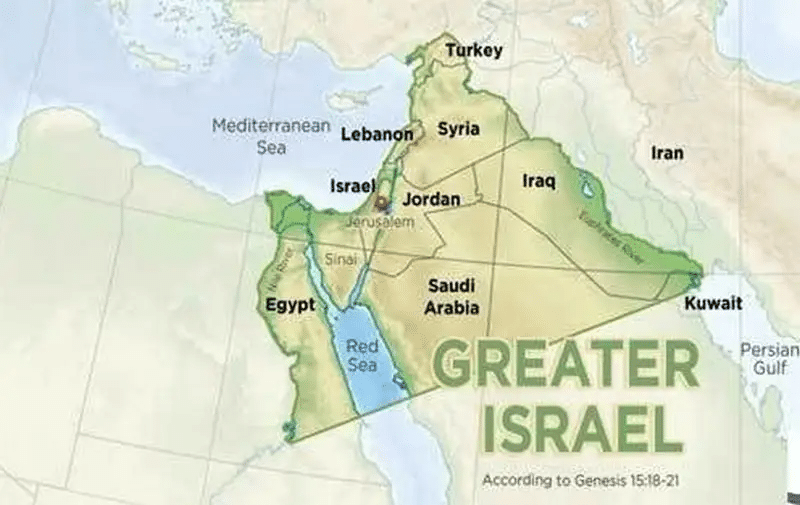 La visione della Terra Promessa, denominata Grande Israele secondo l'interpretazione letterale del Libro della Genesi.