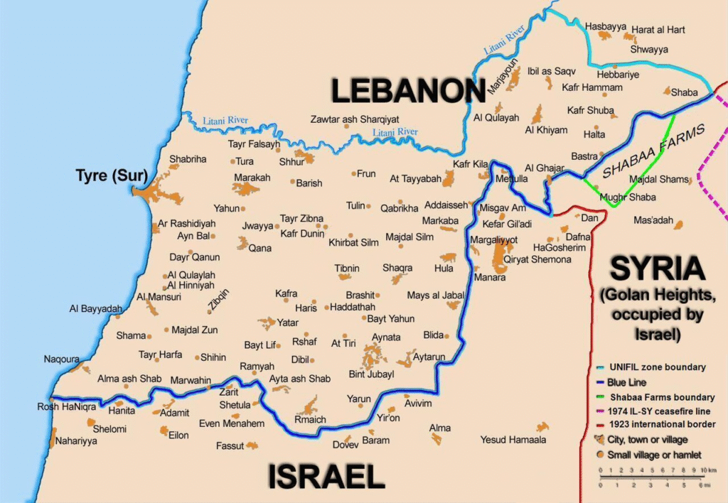 La "Linea Blu" è il nome con cui si designa il confine israelo-libanese e quello libanese-alture del Golan.
