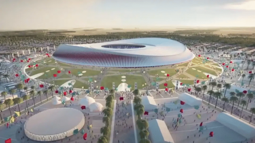 Una simulazione al computer di come dovrebbe essere, una volta realizzato, il nuovo stadio di Casablanca.