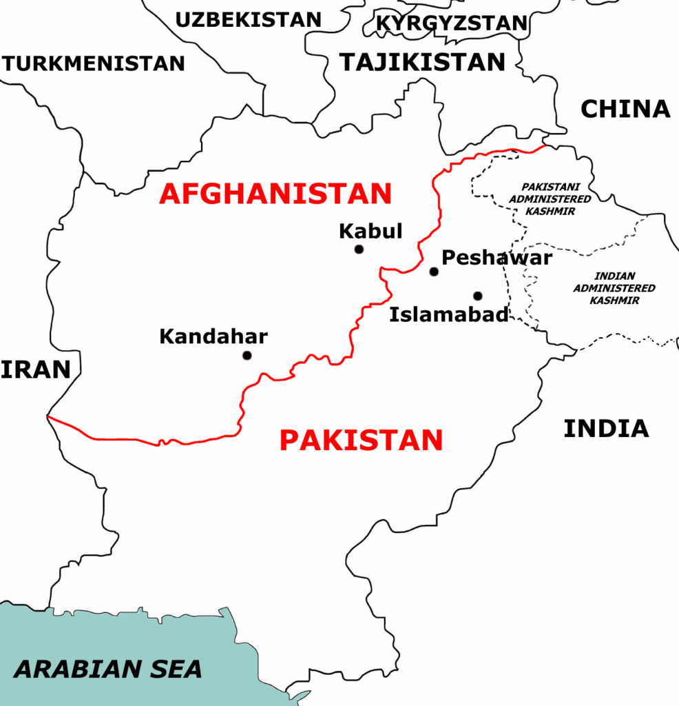 La linea Durand che segna il confine tra Afghanistan e Pakistan.