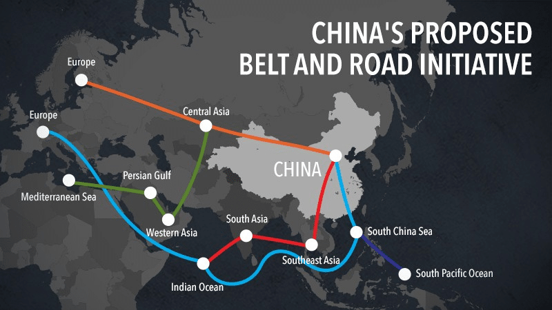 Il progetto della BRI (Belt and Road Initiative).