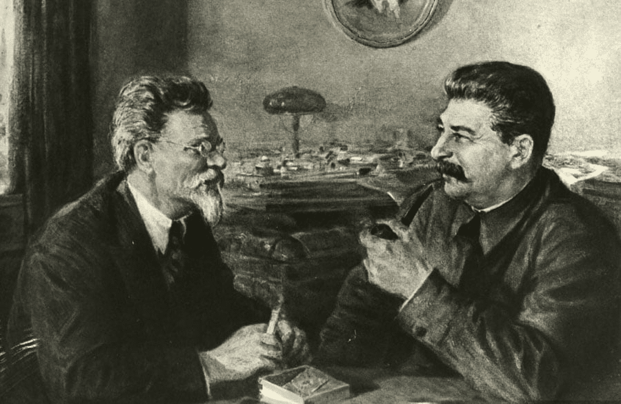 Trotsky (a sinistra) e Stalin (a destra).