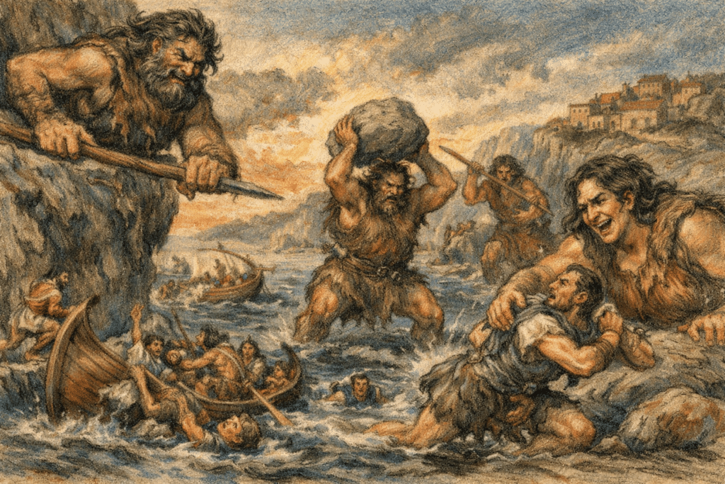 Lestrigoni: rappresentazione artistica.