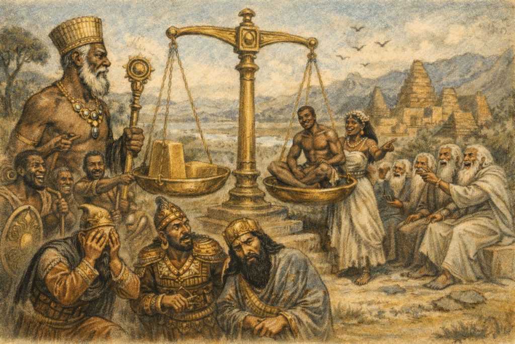 Macrobii: rappresentazione artistica.