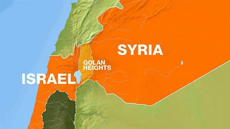 La posizione geografica delle Alture del Golan, tra Siria ed Israele.