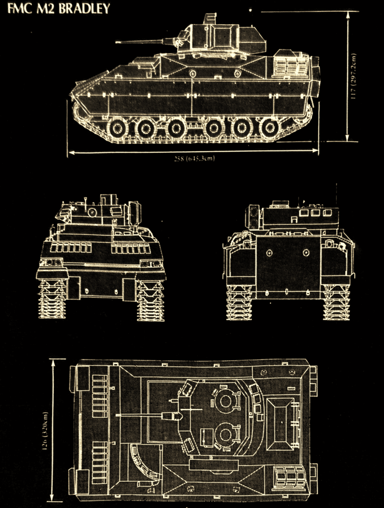 Silhouette e dimensioni dell'FMC M 2 BRADLEY.