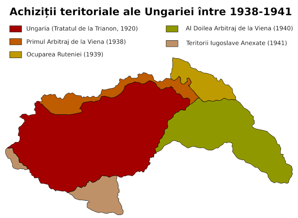 Composizione territoriale dell'Ungheria nel periodo 1938 - 1941.