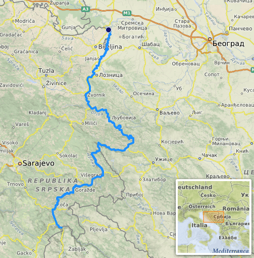 Il tratto del fiume Drina che costituisce oggi il confine tra Serbia e Bosnia-Erzegovina.