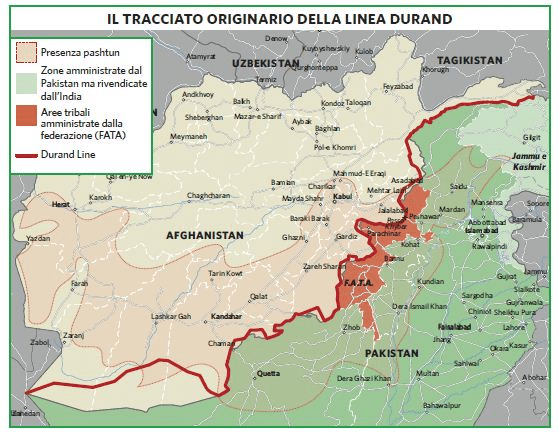 Il tracciato originario della Linea Durand tra Afghanistan e Pakistan.