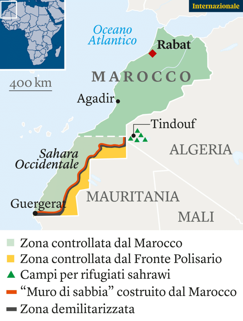 La complessa situazione territoriae del Sahara Occidentale.