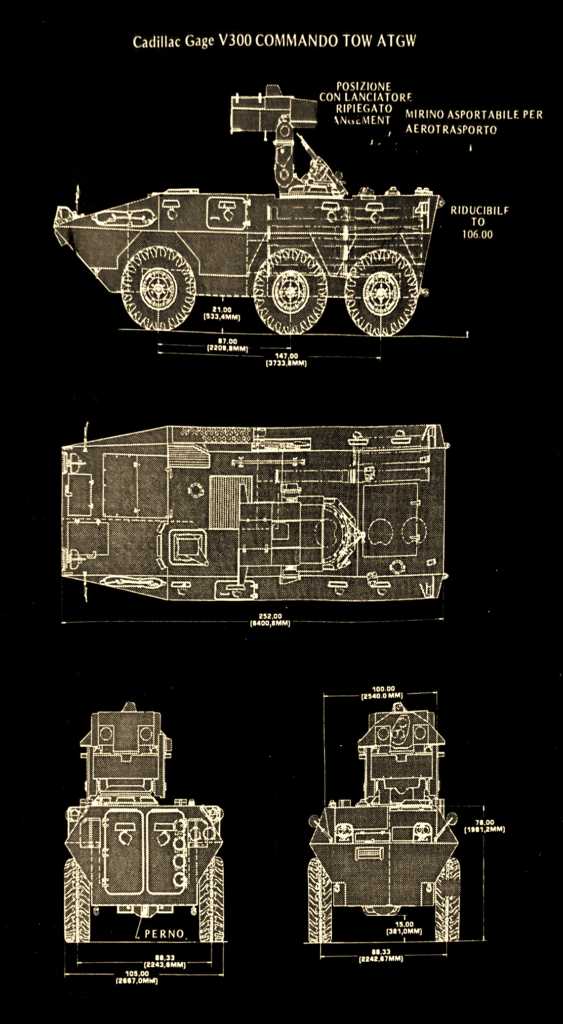 V300 COMMANDO, silhouette e dimensioni.