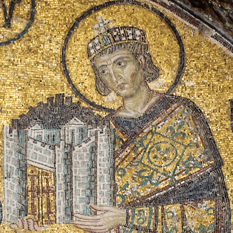 Un mosaico raffigurante l'imperatore Costantino.