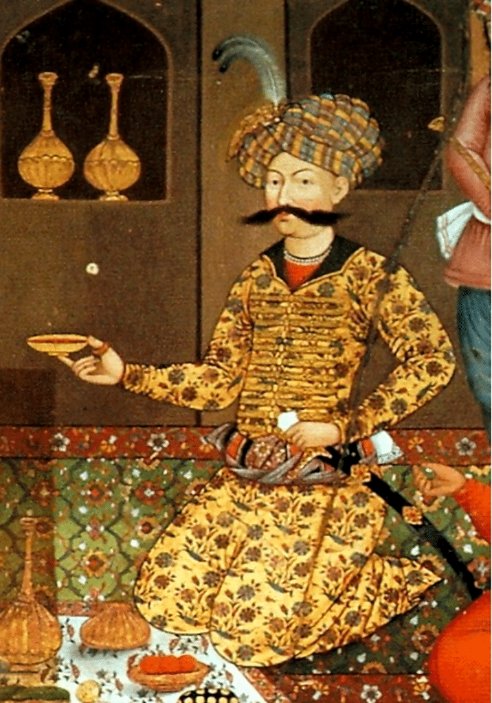 Estratto del dipinto di Chehel Sotoun raffigurante Abbas il Grande.