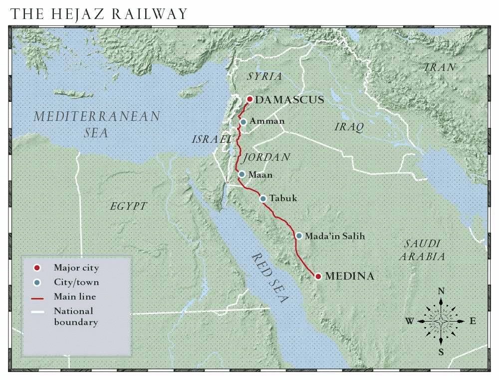 Percorso della ferrovia dell'Hejaz.