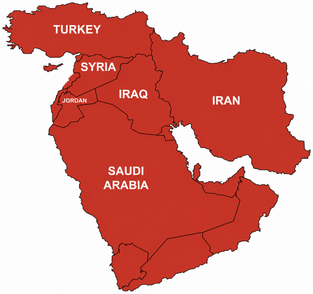 L'area geografica comunemente denominata Medio Oriente.