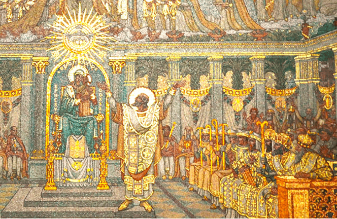 Concilio di Efeso in un mosaico nella Basilica di Notre-Dame de Fourvière a Lione