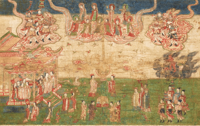 Tempera su seta raff. “La nascita di Mani” – Cina XIV sec.