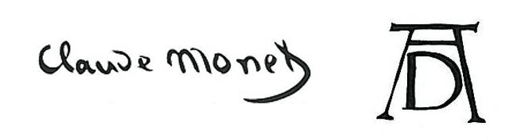 Firma di Claude Monet (a sinistra) e monogramma di Albrecht Durer (a destra).