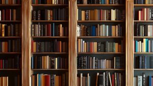 Scaffali di una biblioteca pieni di libri