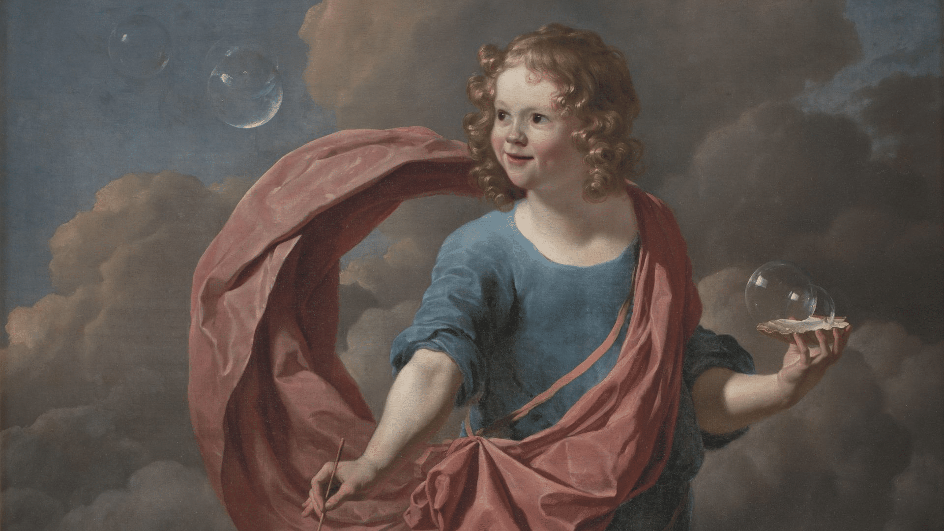 Karel Dujardin, Allegoria della vanità umana, con fanciullo e bolle di sapone.