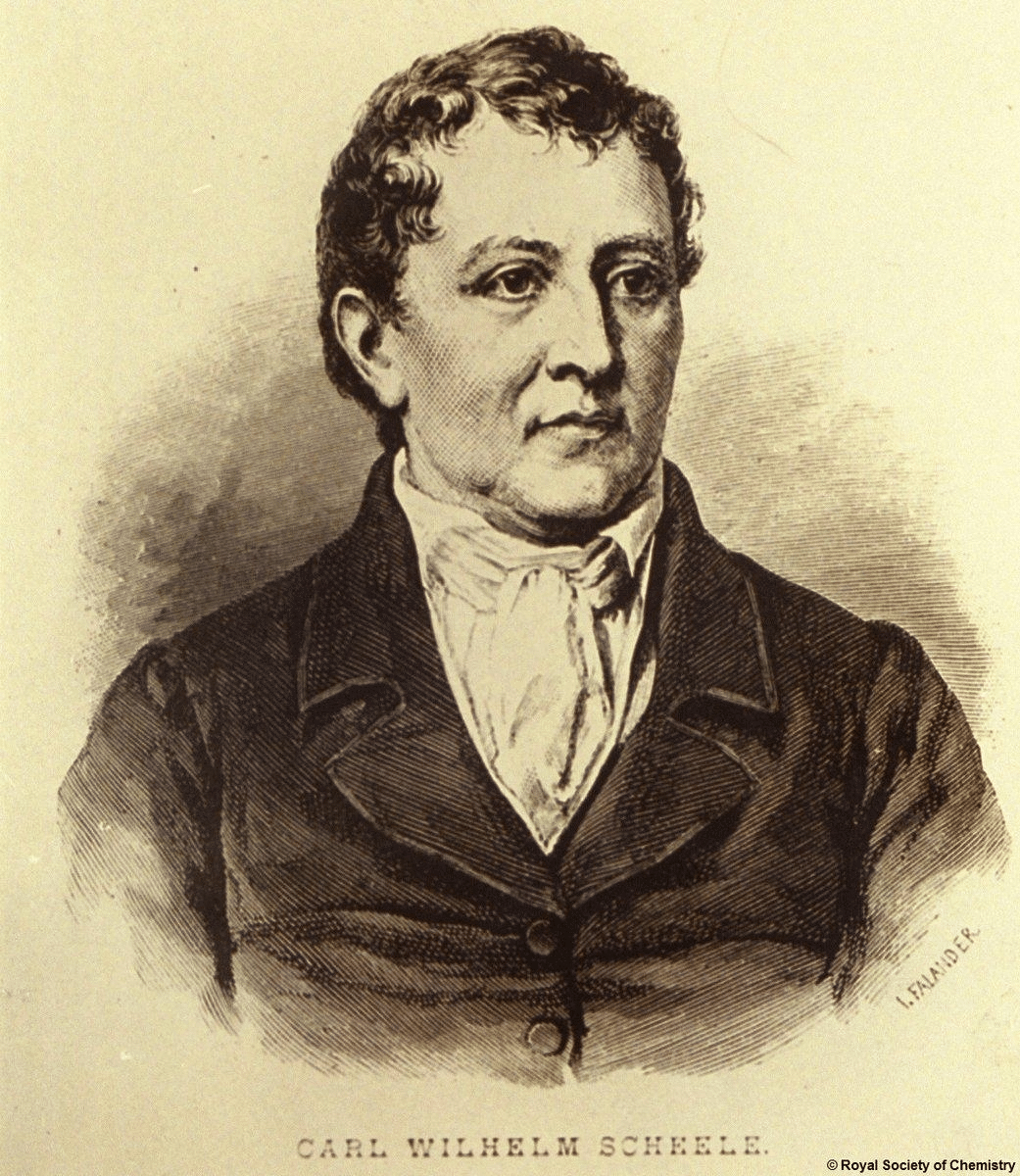 Ritratto inciso del chimico Carl Wilhelm Scheele.